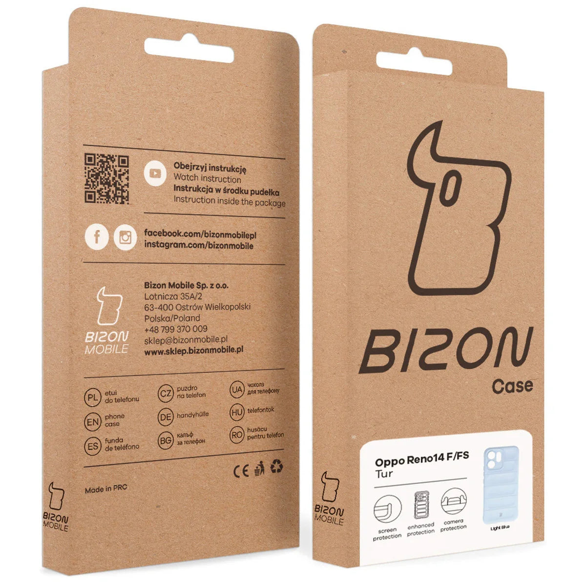 Robuste Handyhülle für Oppo Reno 14 F / 14 FS, Bizon Case Tur, Hellblau