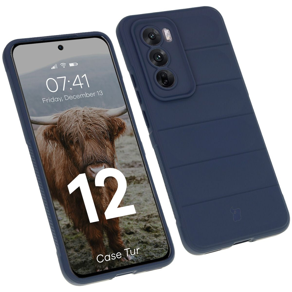 Robuste Handyhülle für Oppo Reno 12, Bizon Case Tur, Dunkelblau