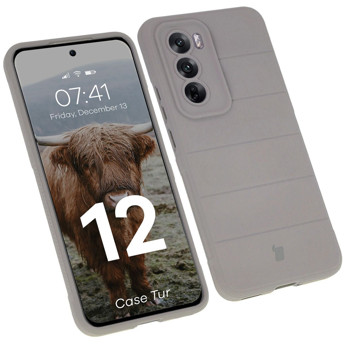 Robuste Handyhülle für Oppo Reno 12, Bizon Case Tur, Hellgrau