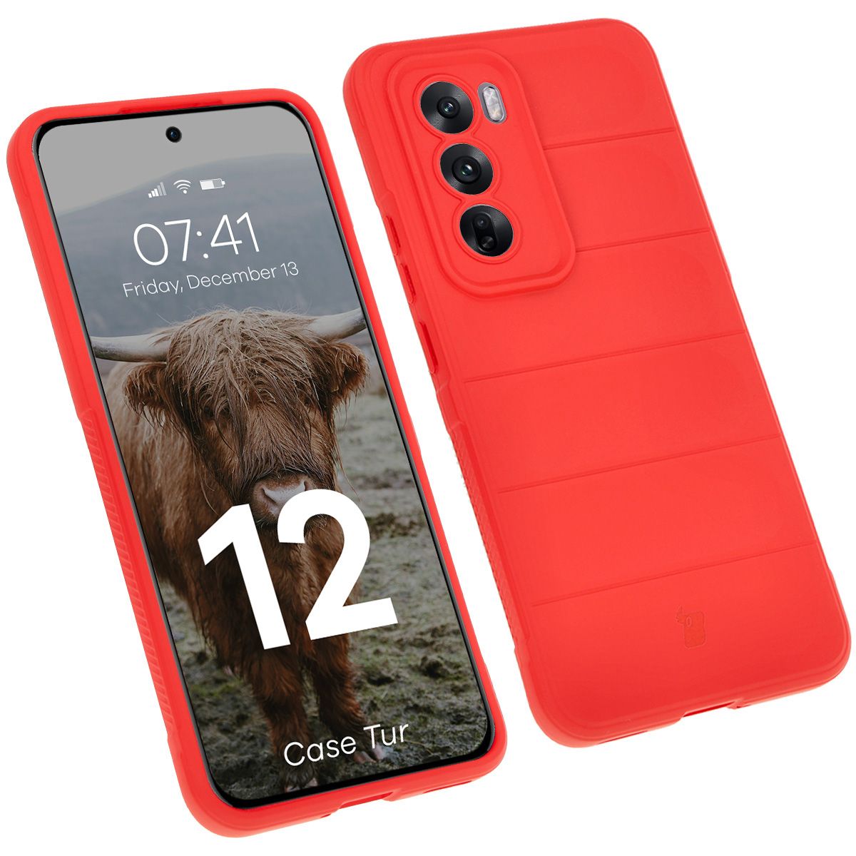 Robuste Handyhülle für Oppo Reno 12, Bizon Case Tur, Rot