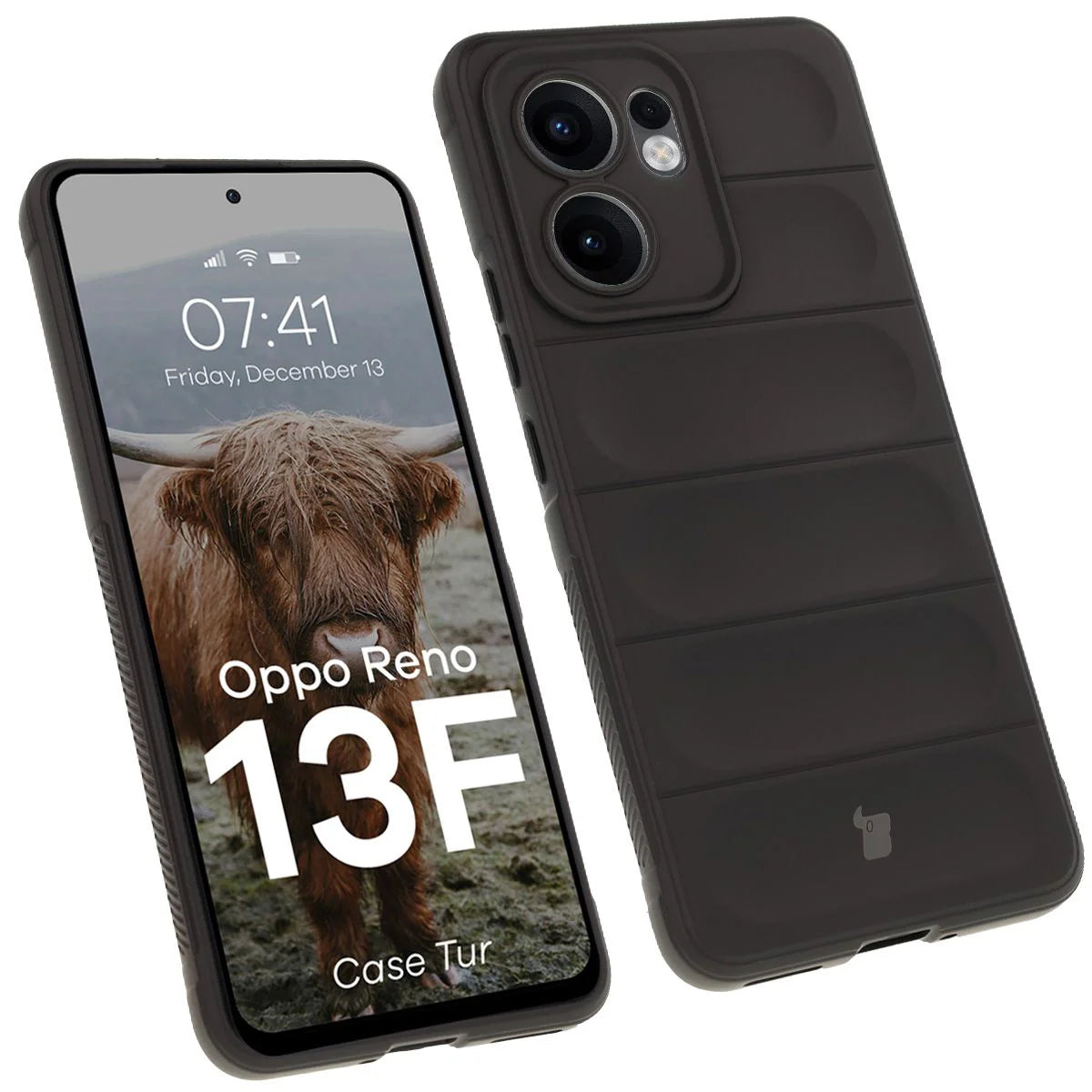 Robuste Handyhülle für Oppo Reno13 F, Bizon Case Tur, Schwarz