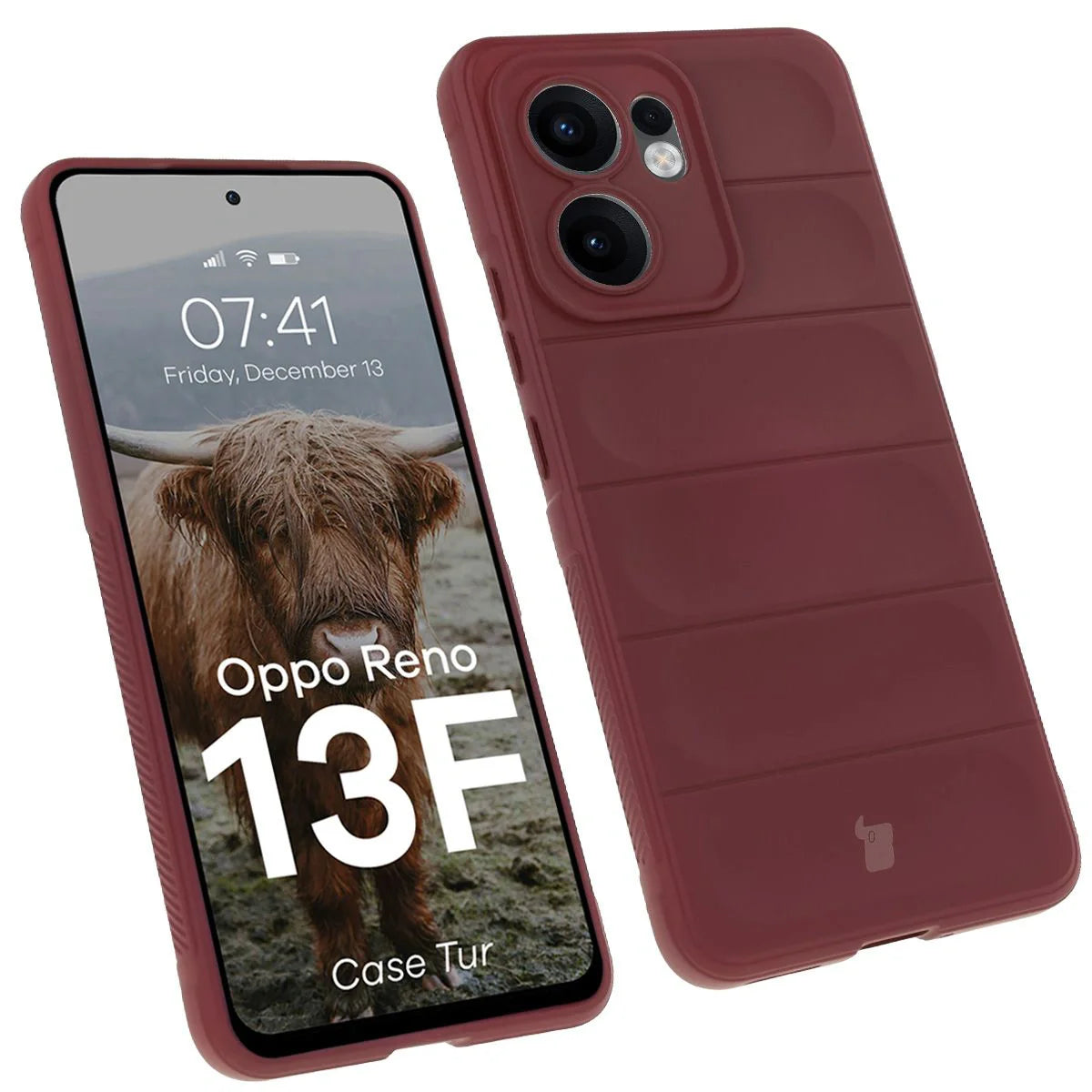 Robuste Handyhülle für Oppo Reno13 F, Bizon Case Tur, Burgunderrot