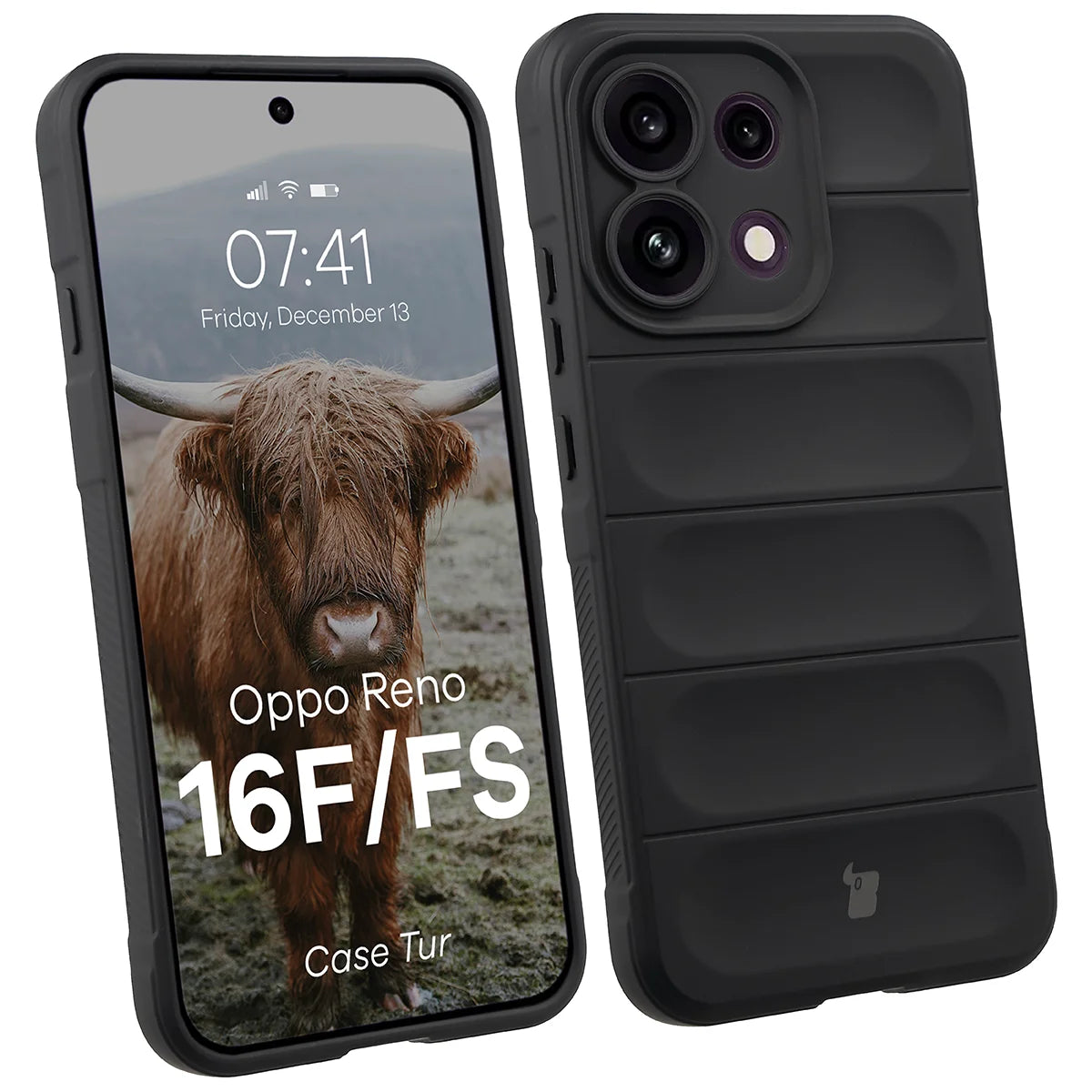 Robuste Handyhülle für Oppo Reno16 F / Reno16 FS 5G, Bizon Case Tur, Schwarz