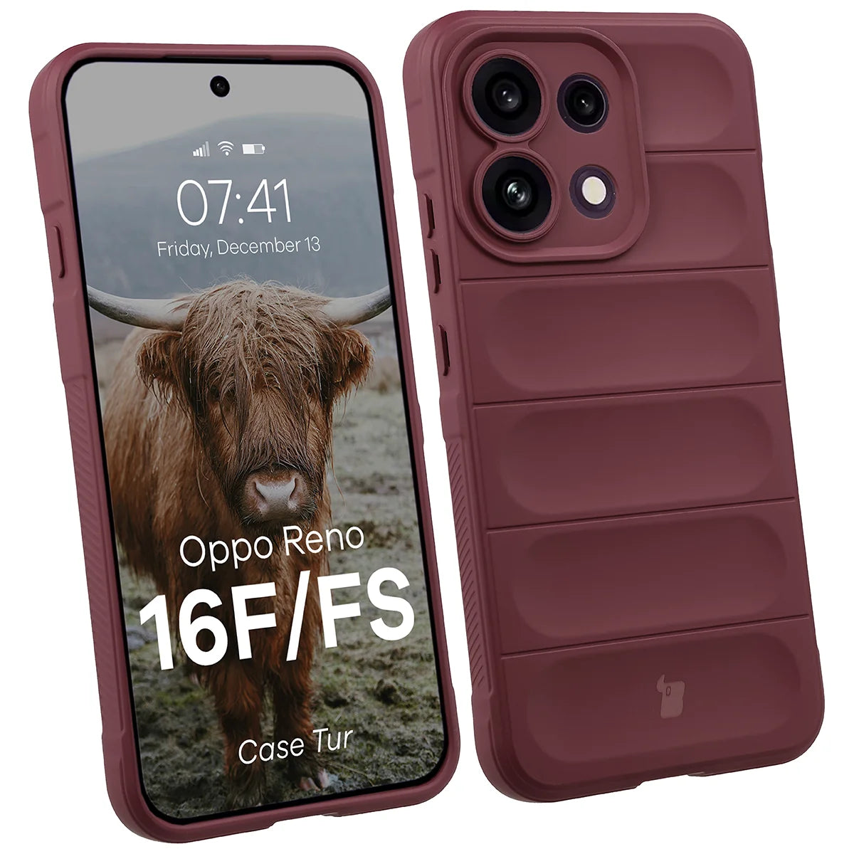 Robuste Handyhülle für Oppo Reno16 F / Reno16 FS 5G, Bizon Case Tur, Burgunderrot