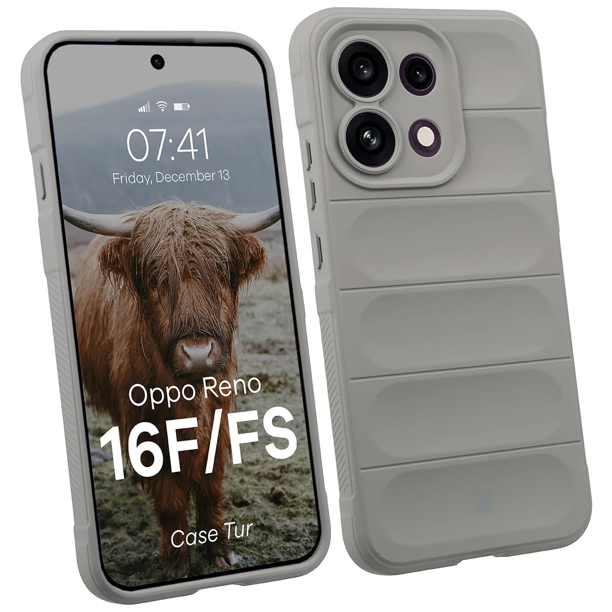 Robuste Handyhülle für Oppo Reno16 F / Reno16 FS 5G, Bizon Case Tur, Hellgrau