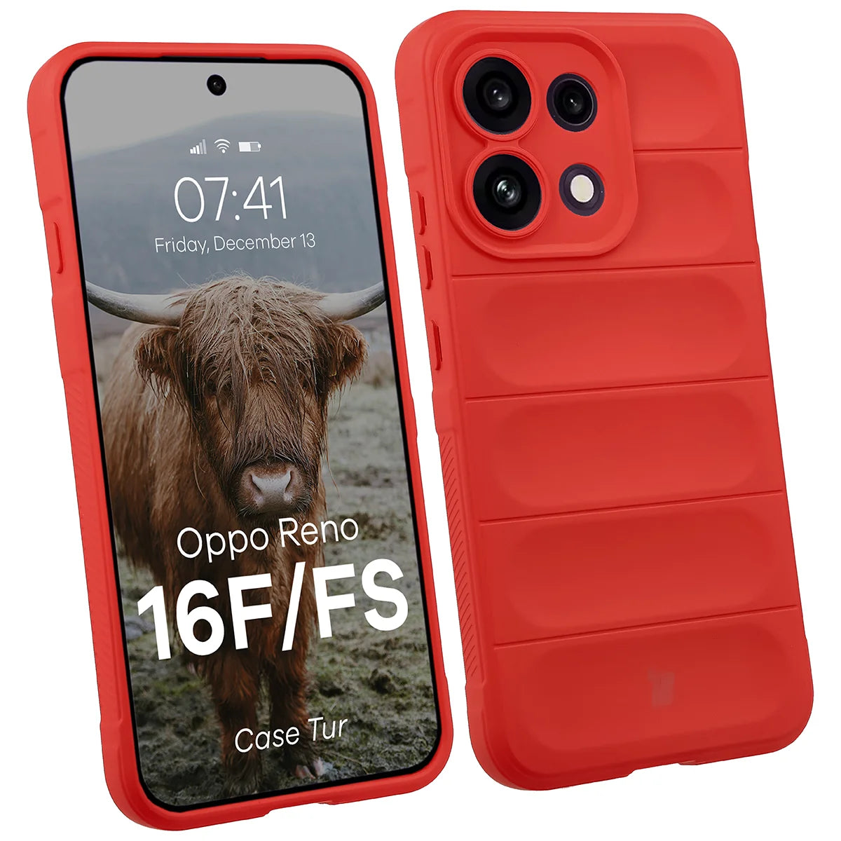 Robuste Handyhülle für Oppo Reno16 F / Reno16 FS 5G, Bizon Case Tur, Rot