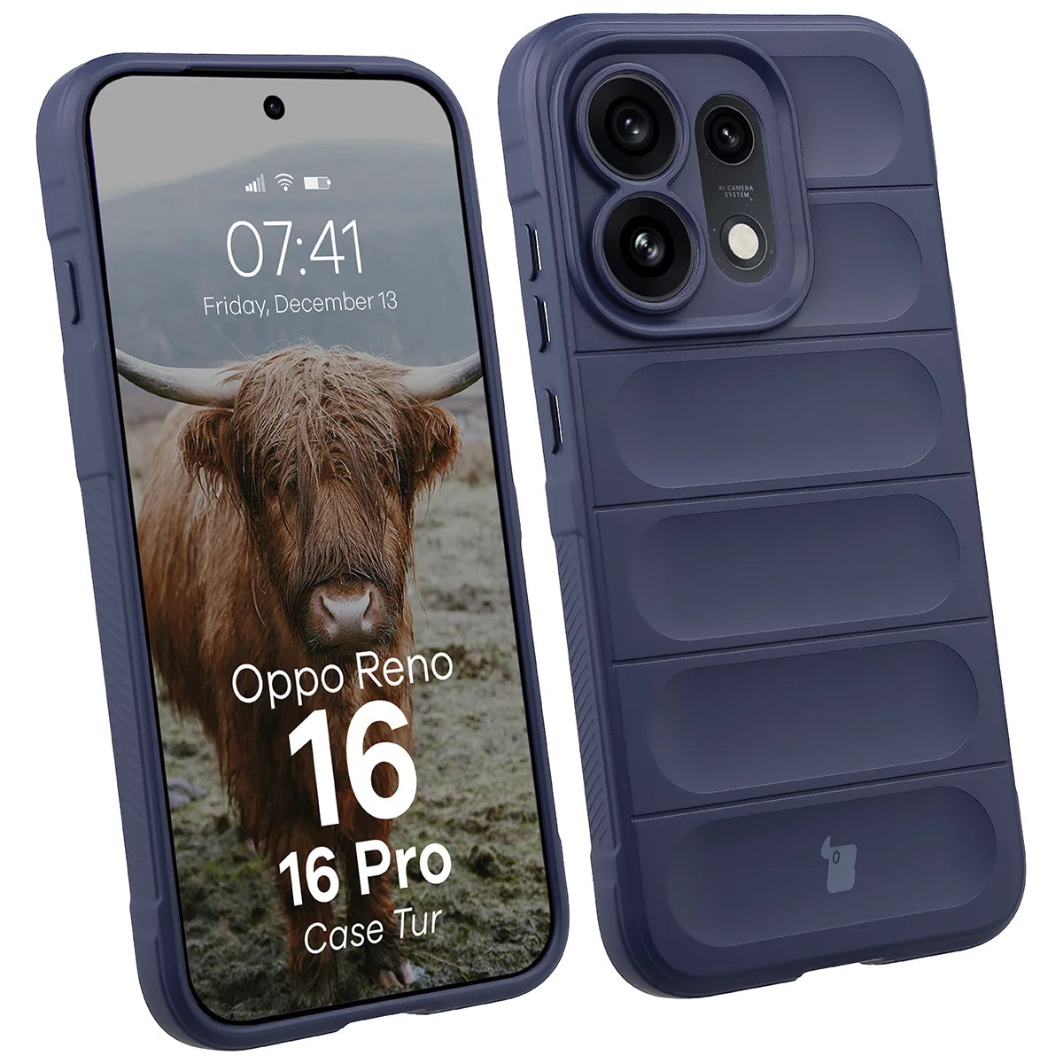 Robuste Handyhülle für Oppo Reno16 / Reno16 Pro 5G, Bizon Case Tur, Dunkelblau