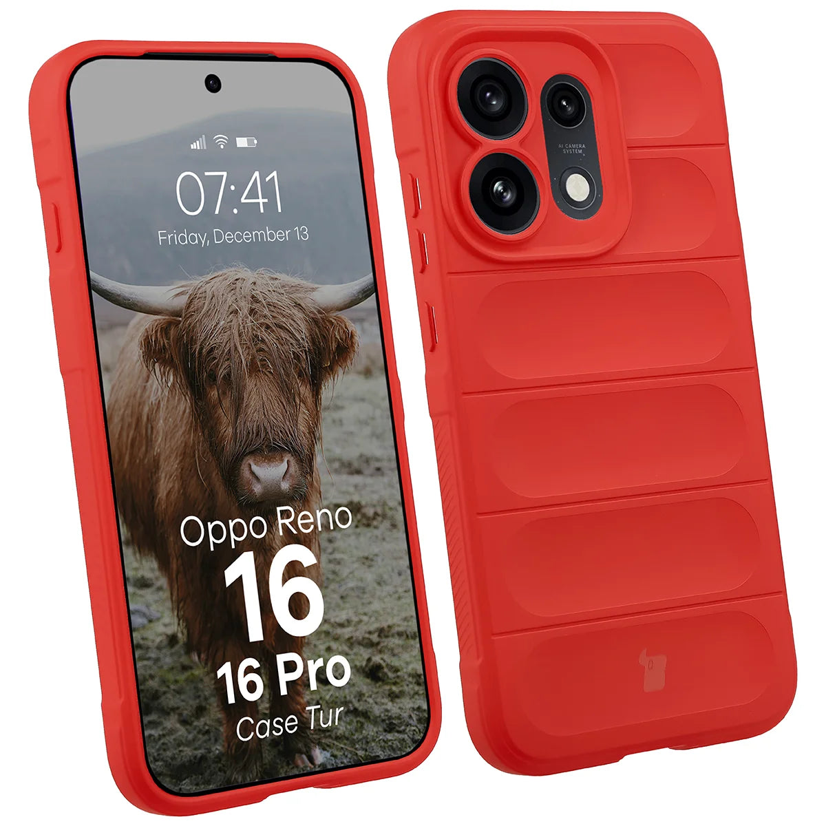 Robuste Handyhülle für Oppo Reno16 / Reno16 Pro 5G, Bizon Case Tur, Rot