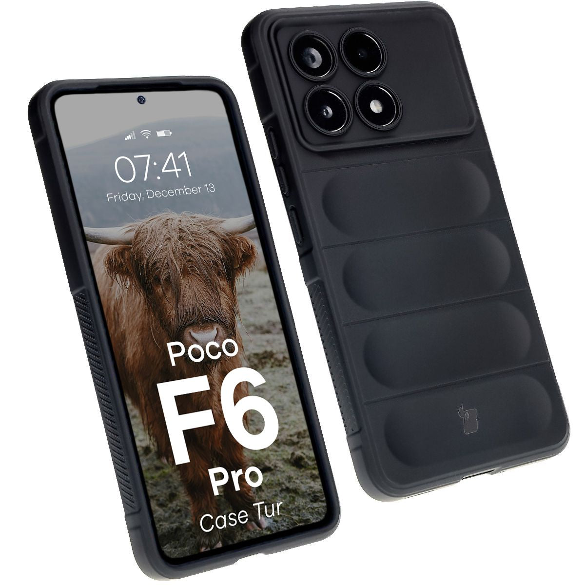Robuste Handyhülle für Xiaomi Poco F6 Pro, Bizon Case Tur, Schwarz