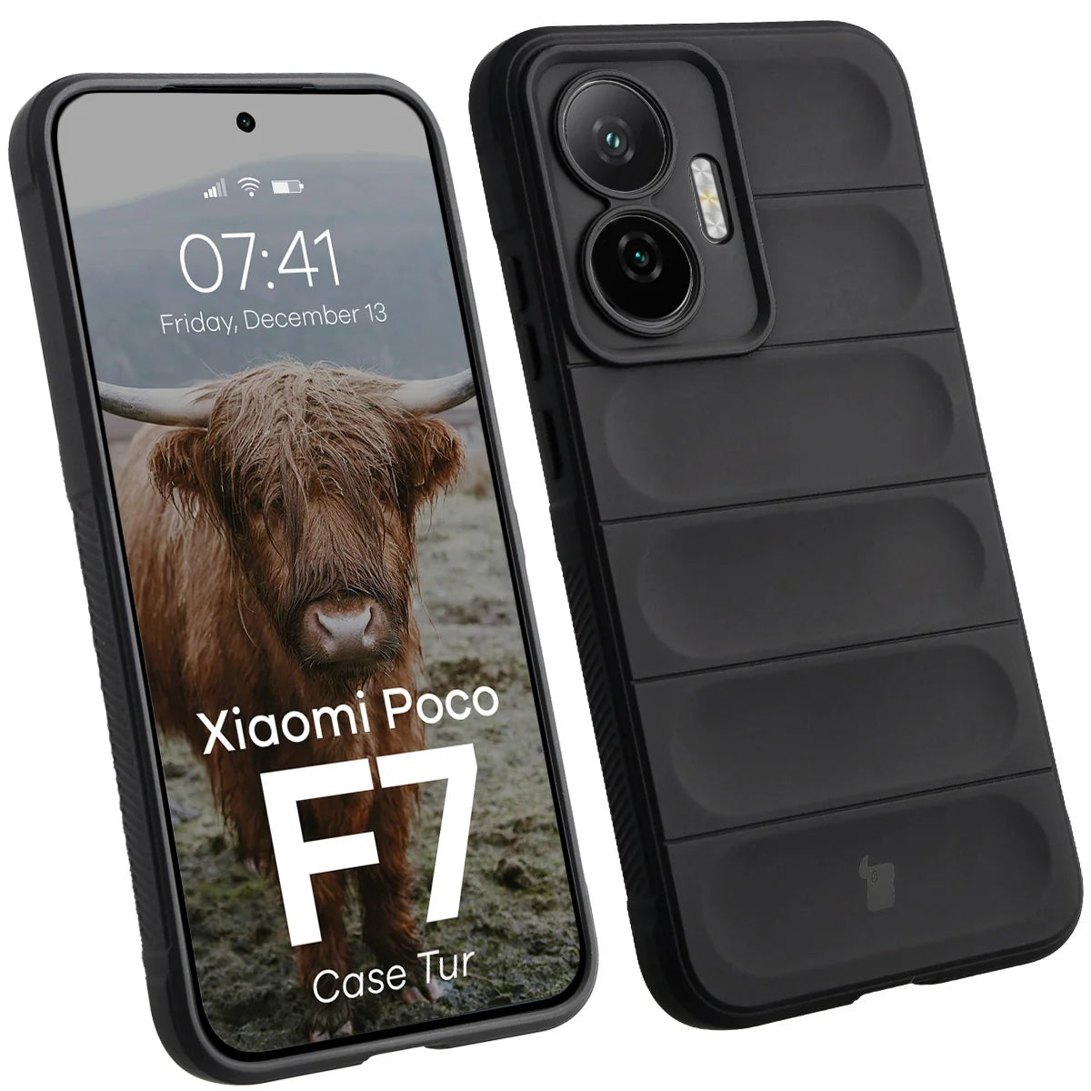 Robuste Handyhülle für Xiaomi POCO F7, Bizon Case Tur, Schwarz