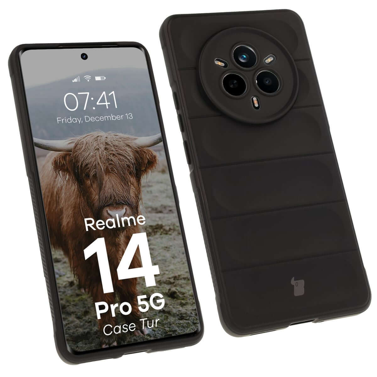 Robuste Handyhülle für Realme 14 Pro 5G, Bizon Case Tur, Schwarz
