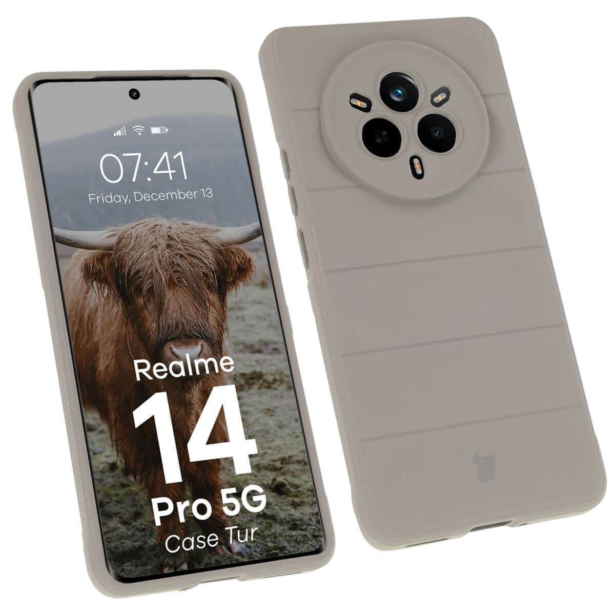 Robuste Handyhülle für Realme 14 Pro 5G, Bizon Case Tur, Hellgrau