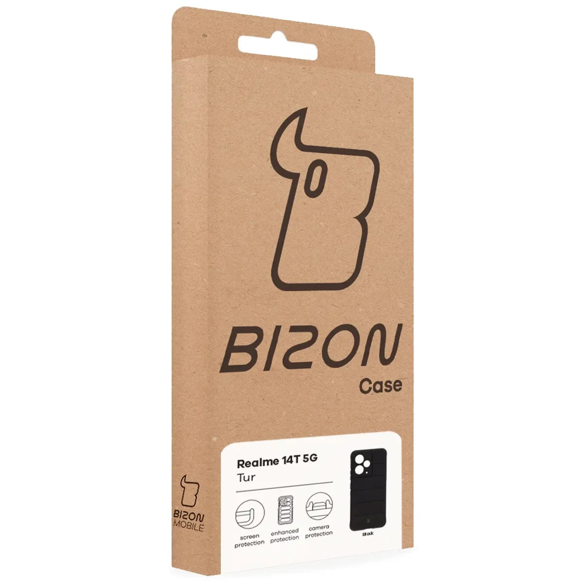 Robuste Handyhülle für Realme 14T 5G, Bizon Case Tur, Schwarz