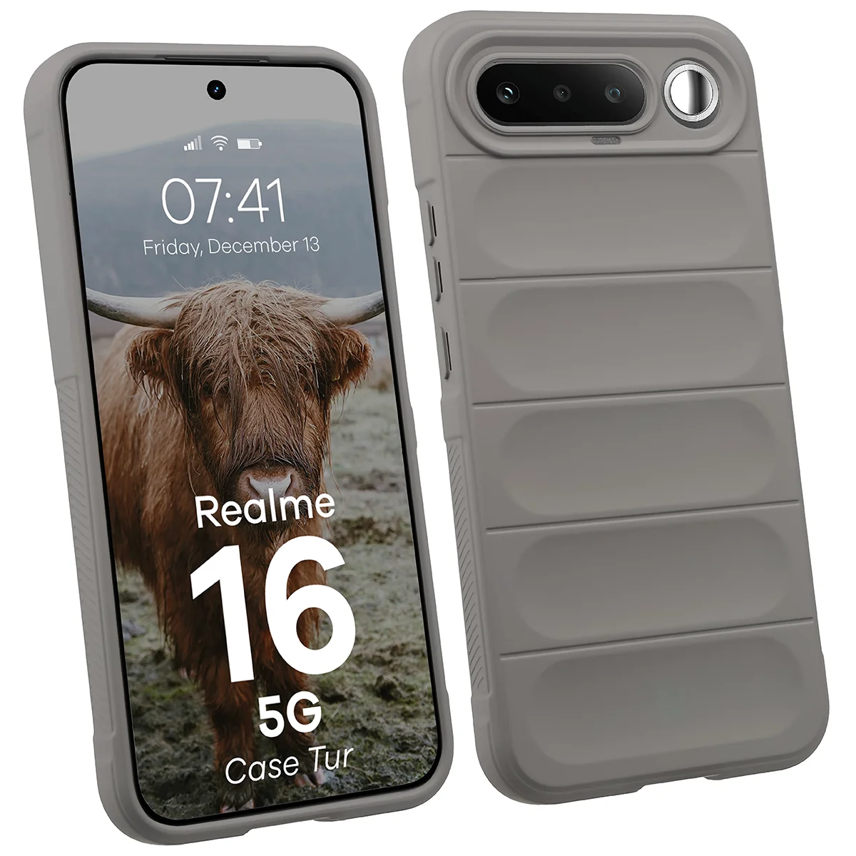 Robuste Handyhülle für Realme 16 5G, Bizon Case Tur, Hellgrau
