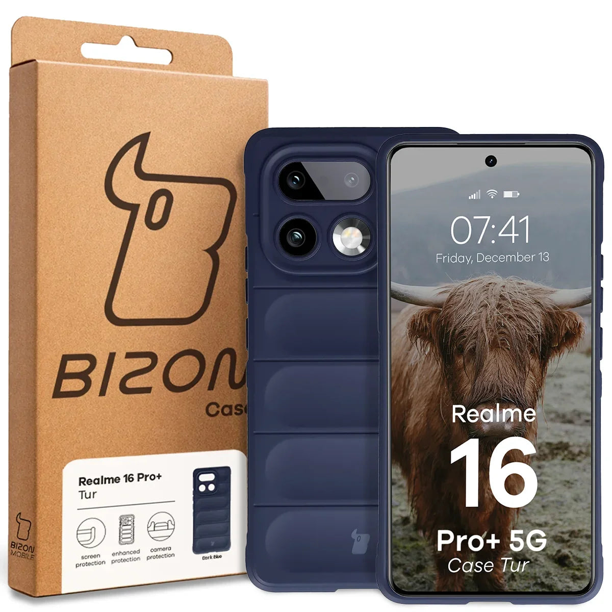 Robuste Handyhülle für Realme 16 Pro Plus 5G, Bizon Case Tur, Dunkelblau
