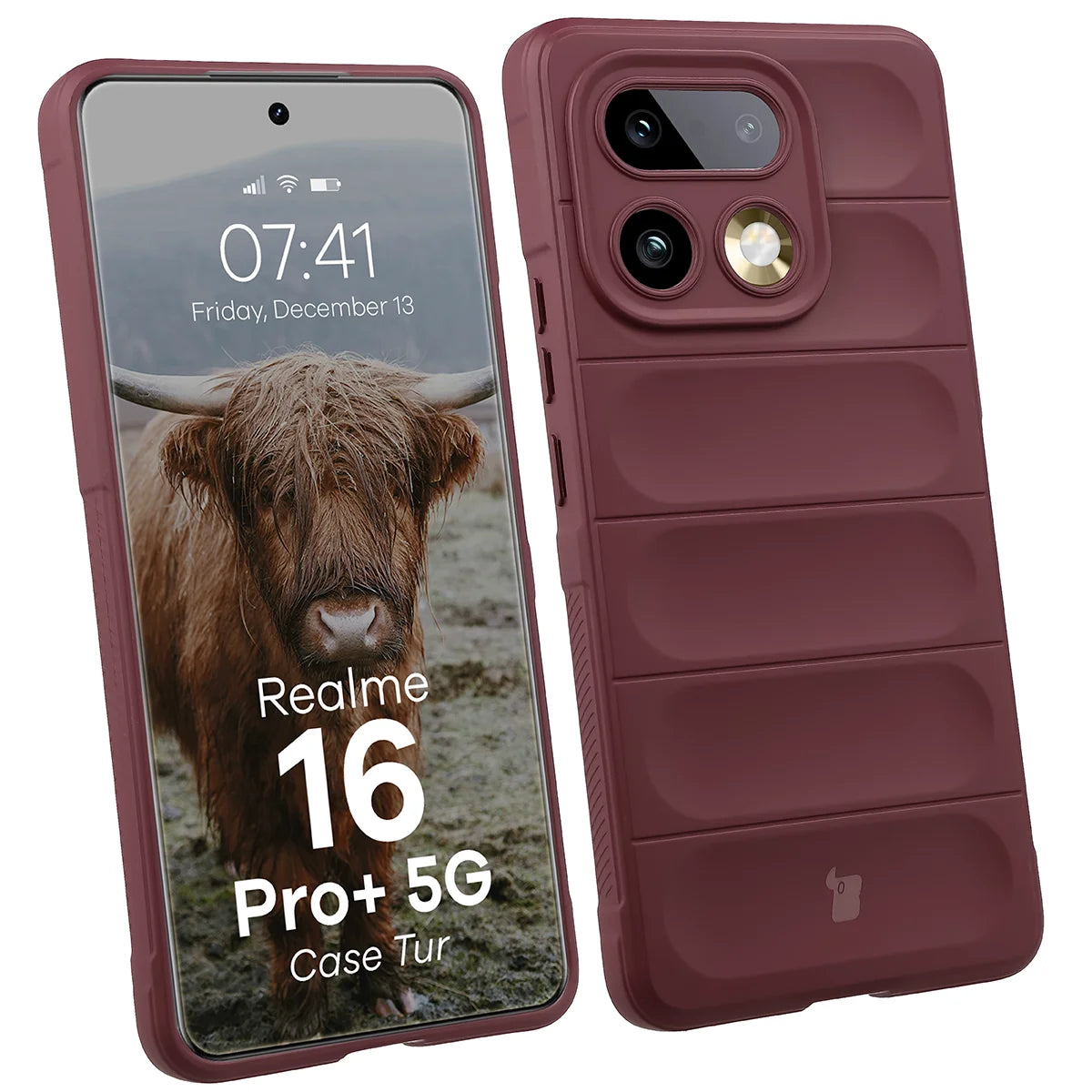 Robuste Handyhülle für Realme 16 Pro Plus 5G, Bizon Case Tur, Burgunderrot