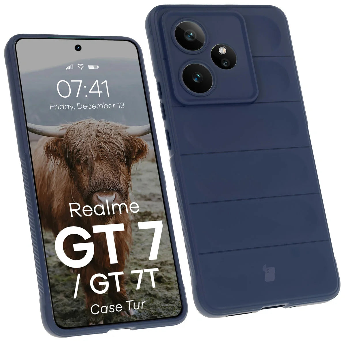 Robuste Handyhülle für Realme GT 7 / 7T, Bizon Case Tur, Dunkelblau