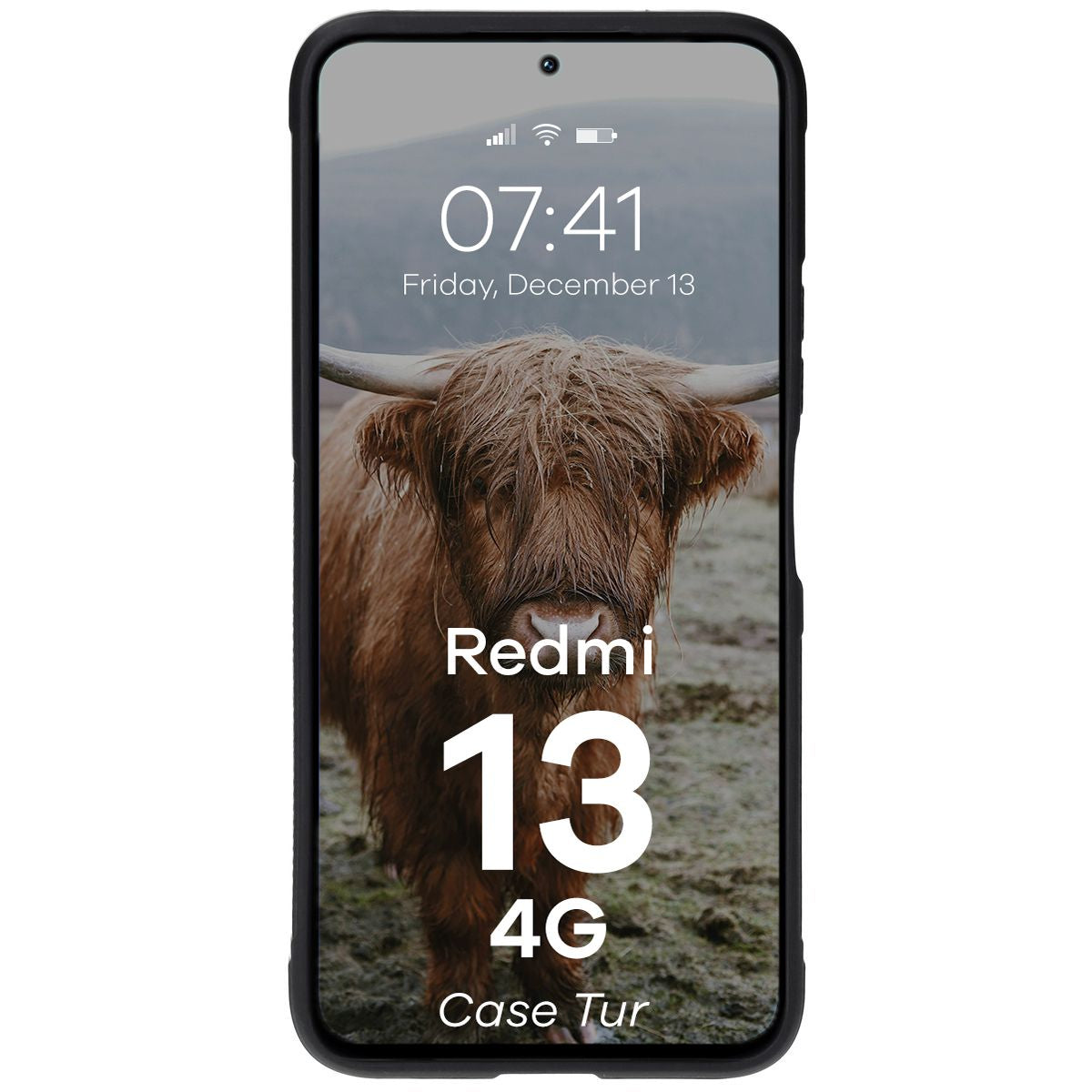 Robuste Handyhülle für Xiaomi Redmi 13 4G, Bizon Case Tur, Schwarz