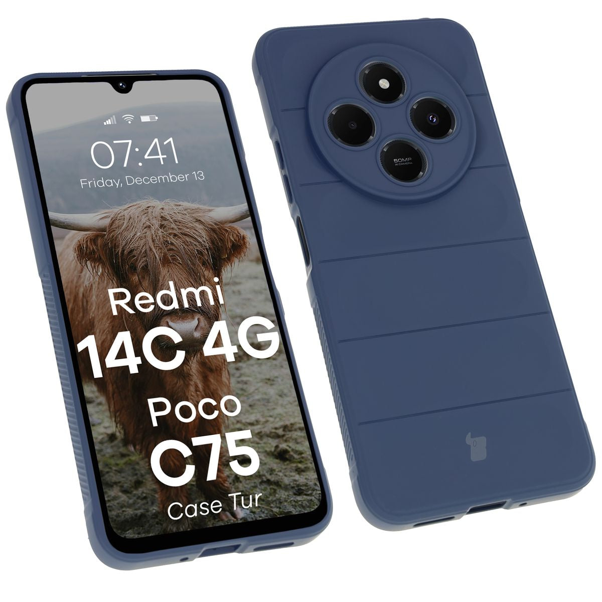 Robuste Handyhülle für Xiaomi Redmi 14C 4G / POCO C75, Bizon Case Tur, Dunkelblau