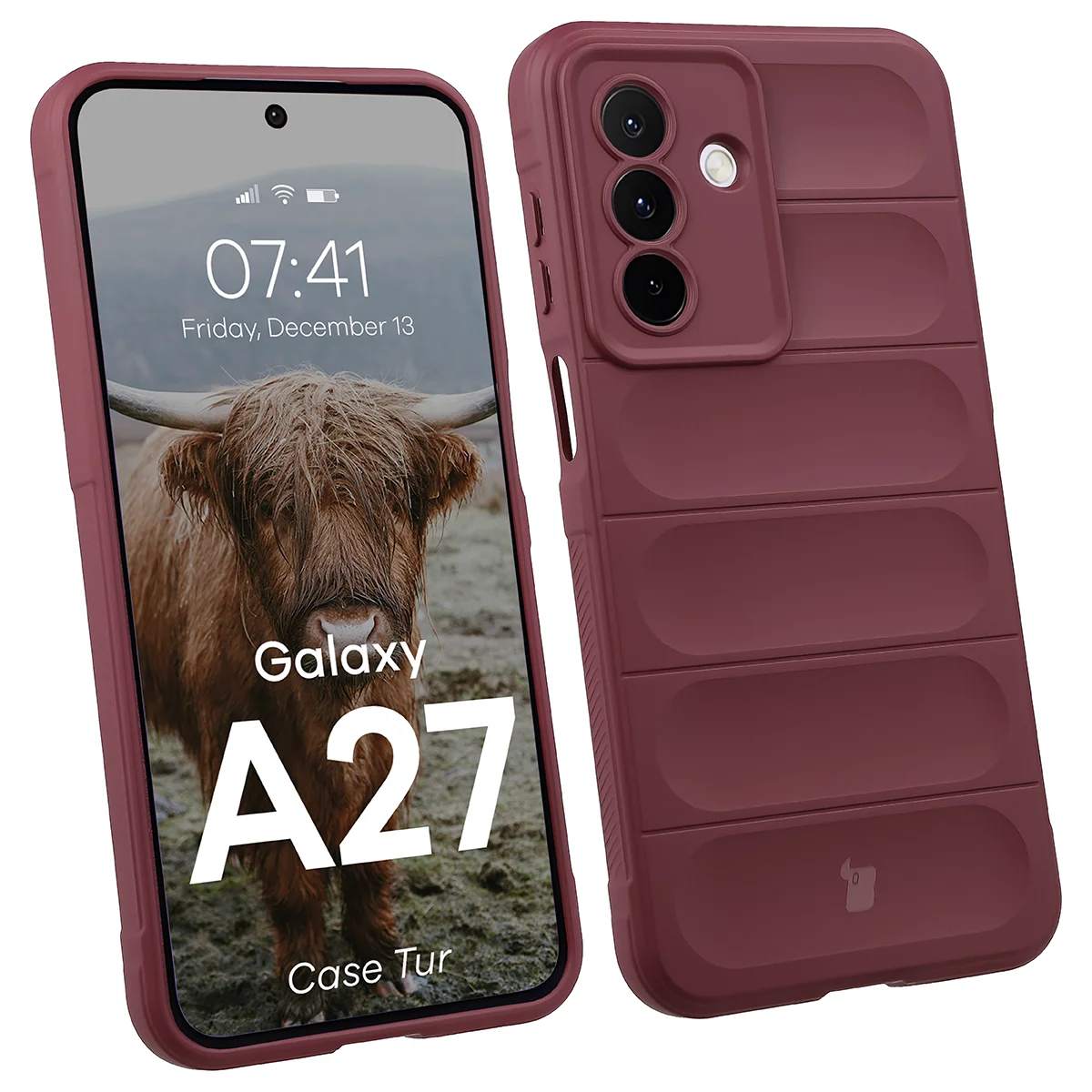 Robuste Handyhülle für Galaxy A27 5G, Bizon Case Tur, Burgunderrot
