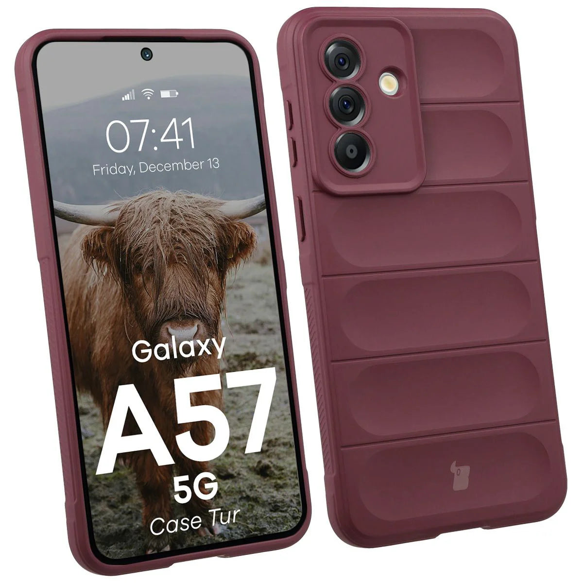 Robuste Handyhülle für Galaxy A57 5G, Bizon Case Tur, Burgunderrot