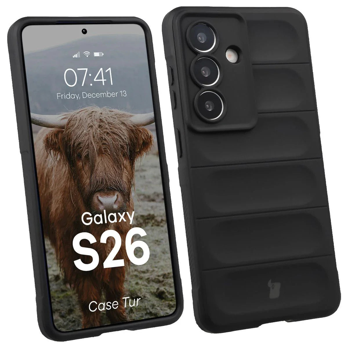 Robuste Handyhülle für Galaxy S26, Bizon Case Tur, Schwarz
