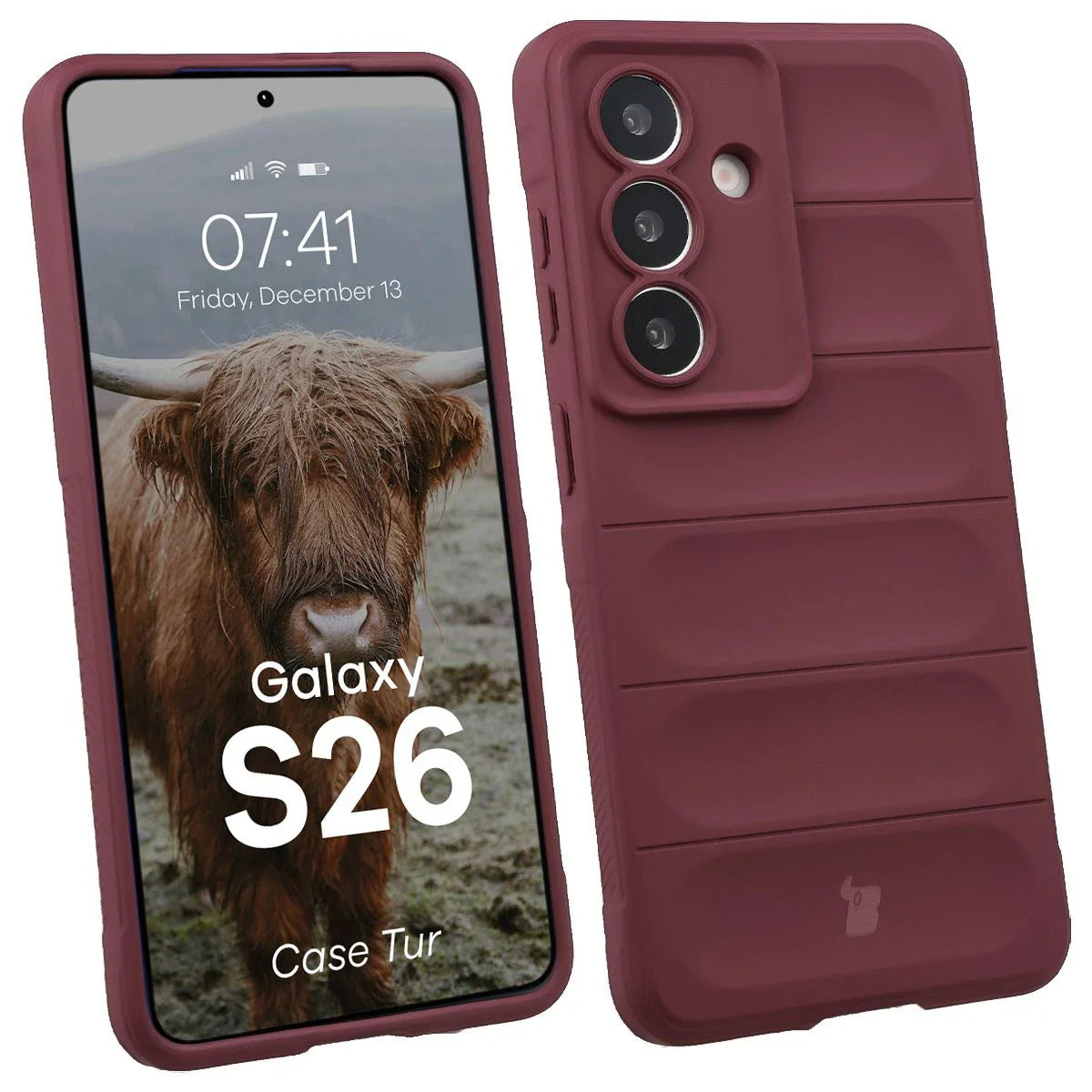 Robuste Handyhülle für Galaxy S26, Bizon Case Tur, Burgunderrot