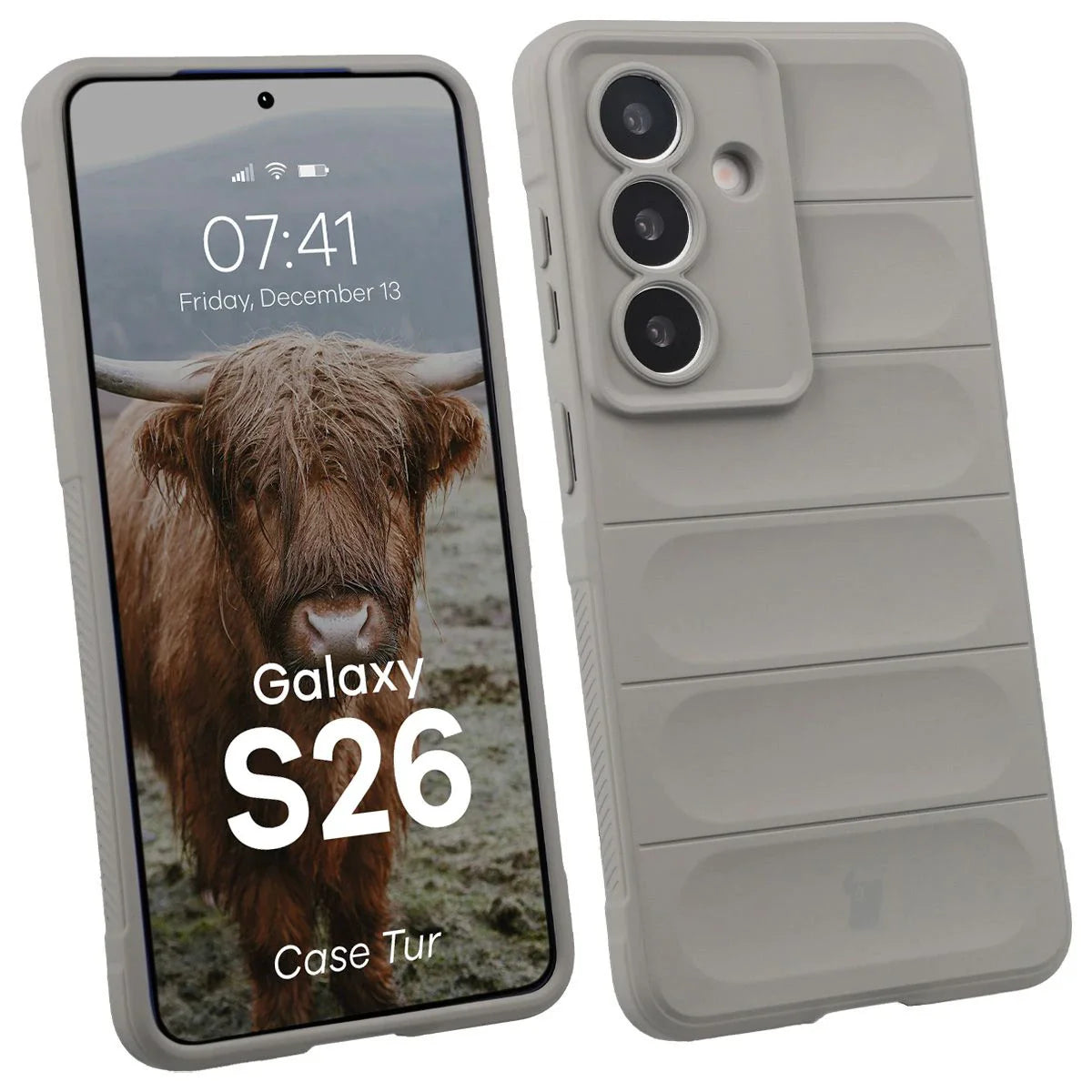 Robuste Handyhülle für Galaxy S26, Bizon Case Tur, Hellgrau