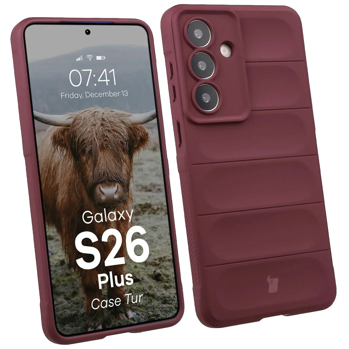 Robuste Handyhülle für Galaxy S26 Plus, Bizon Case Tur, Burgunderrot