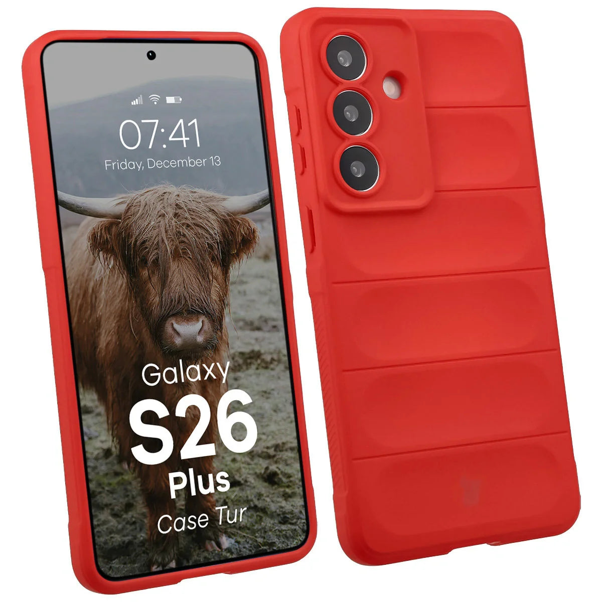 Robuste Handyhülle für Galaxy S26 Plus, Bizon Case Tur, Rot