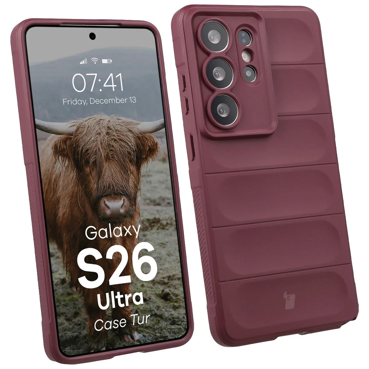 Robuste Handyhülle für Galaxy S26 Ultra, Bizon Case Tur, Burgunderrot