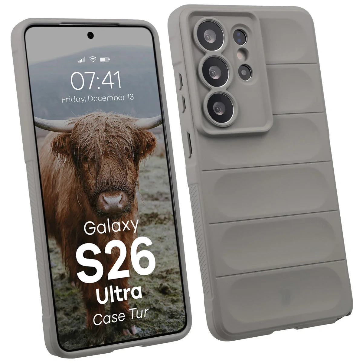Robuste Handyhülle für Galaxy S26 Ultra, Bizon Case Tur, Hellgrau