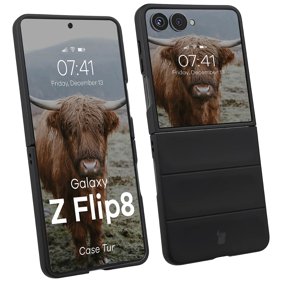 Robuste Handyhülle für Galaxy Z Flip8, Bizon Case Tur, Schwarz