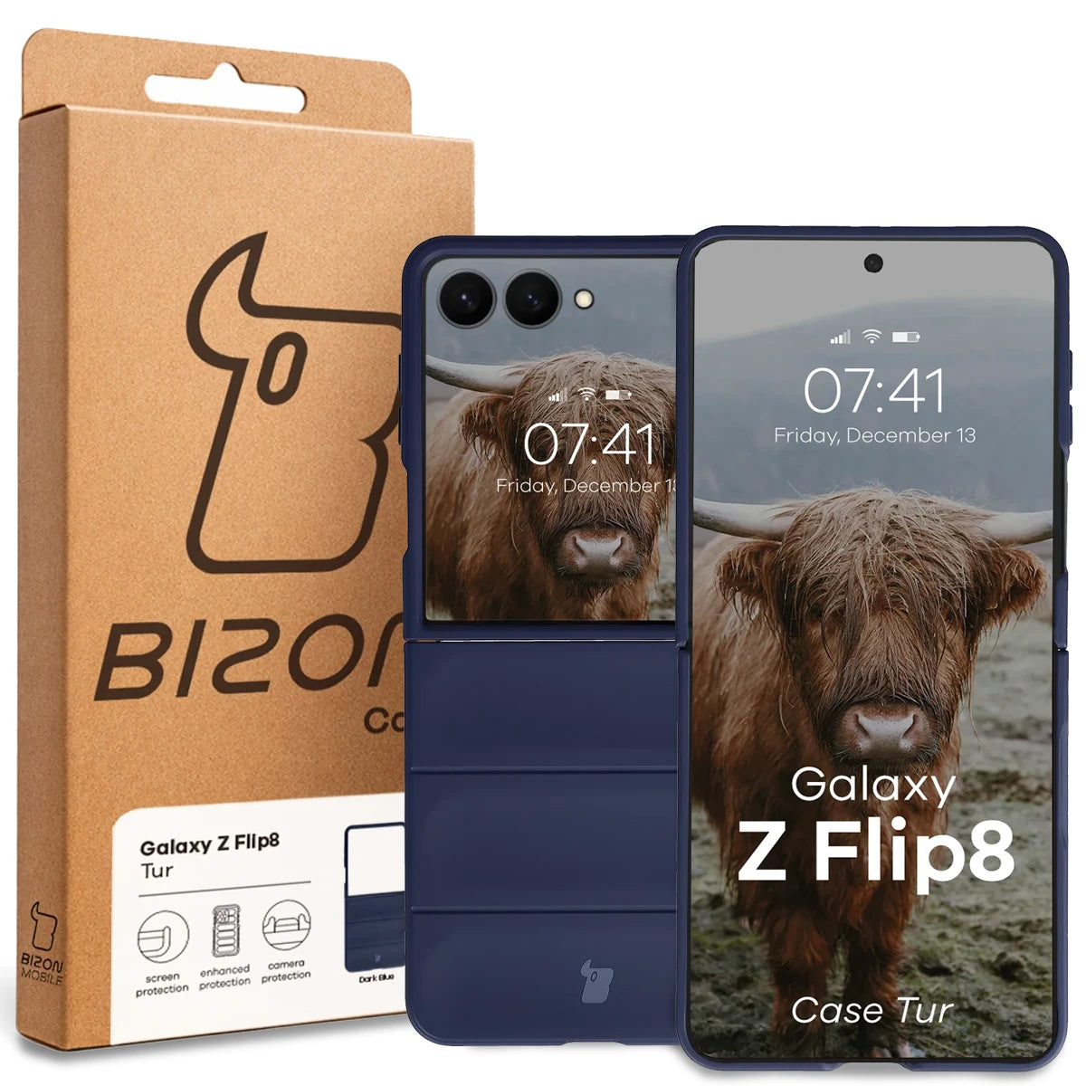 Robuste Handyhülle für Galaxy Z Flip8, Bizon Case Tur, Dunkelblau