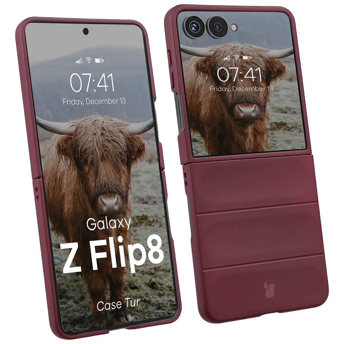 Robuste Handyhülle für Galaxy Z Flip8, Bizon Case Tur, Burgunderrot