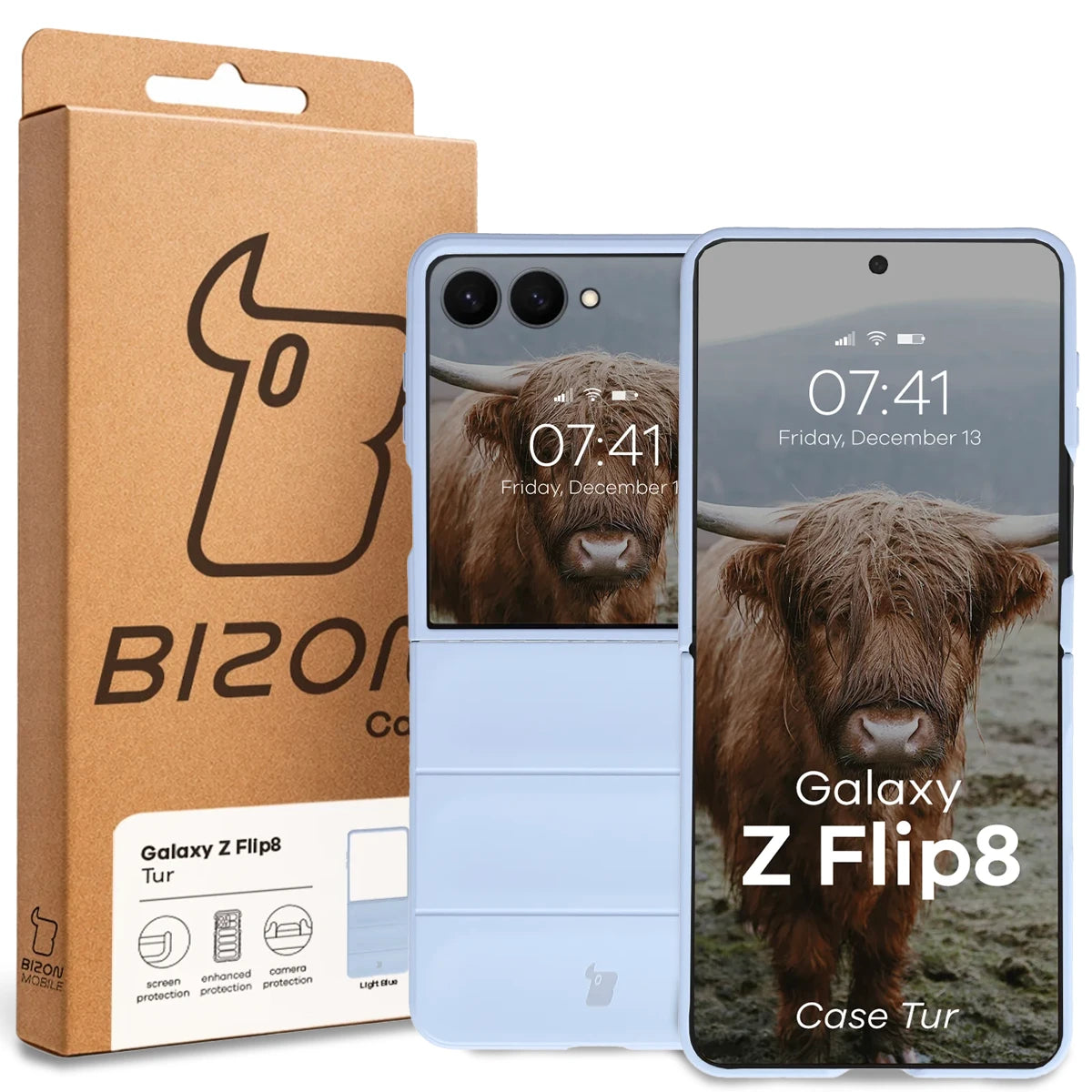 Robuste Handyhülle für Galaxy Z Flip8, Bizon Case Tur, Hellblau