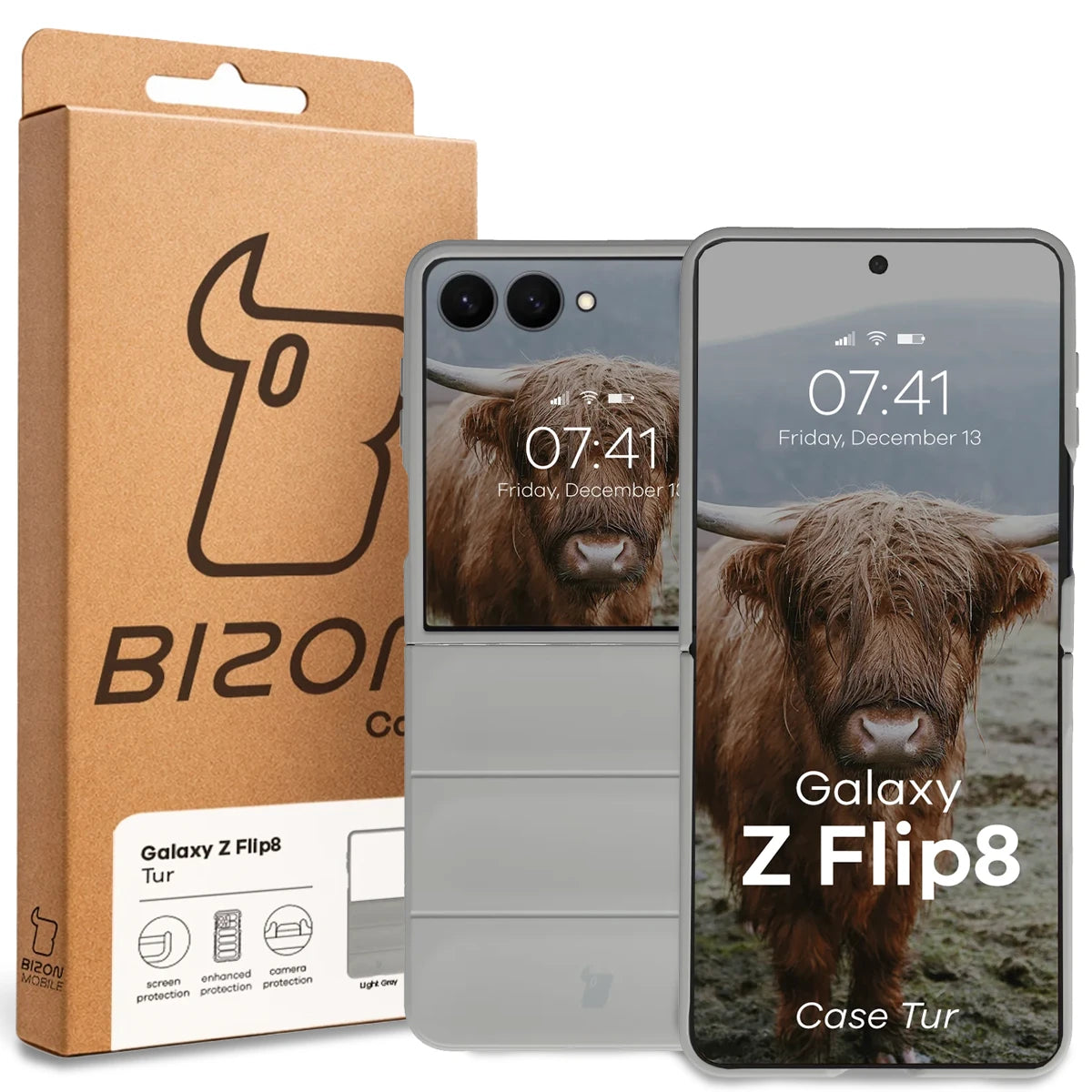 Robuste Handyhülle für Galaxy Z Flip8, Bizon Case Tur, Hellgrau