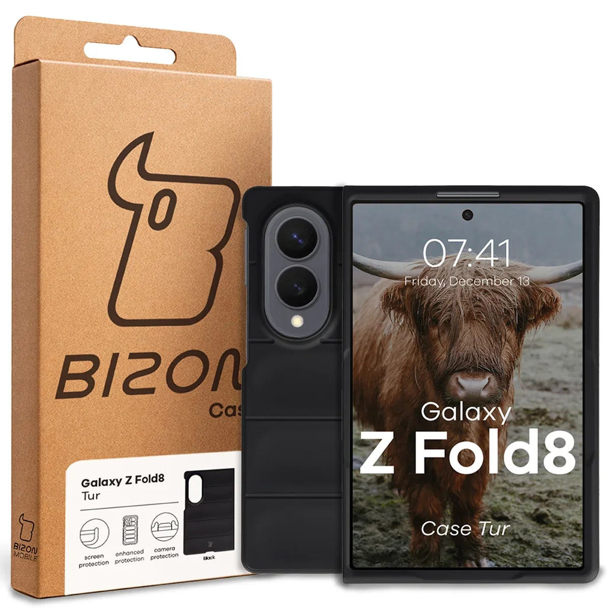 Robuste Handyhülle für Galaxy Z Fold8, Bizon Case Tur, Schwarz