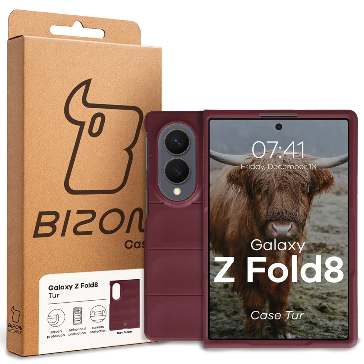 Robuste Handyhülle für Galaxy Z Fold8, Bizon Case Tur, Burgunderrot