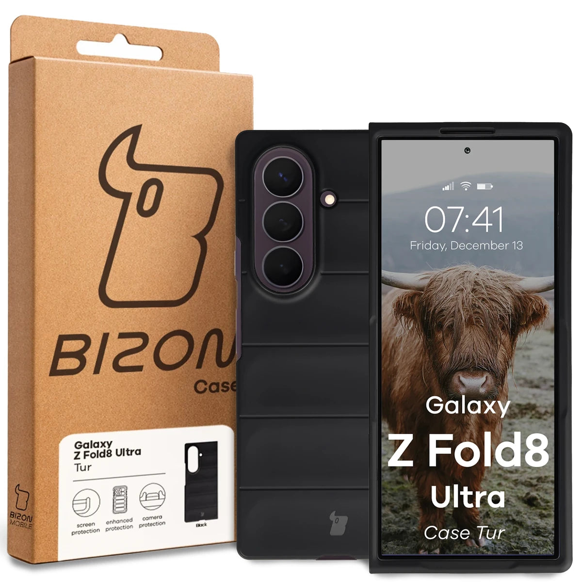 Robuste Handyhülle für Galaxy Z Fold8 Ultra, Bizon Case Tur, Schwarz