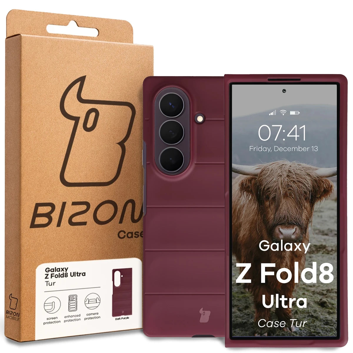 Robuste Handyhülle für Galaxy Z Fold8 Ultra, Bizon Case Tur, Burgunderrot