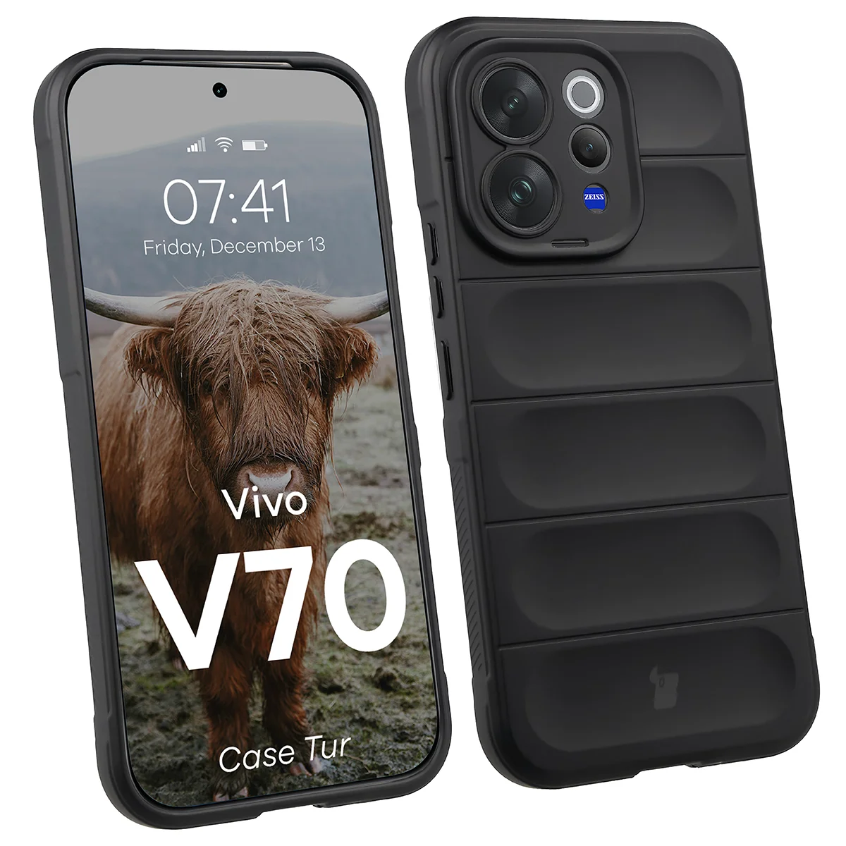 Robuste Handyhülle für Vivo V70 5G, Bizon Case Tur, Schwarz