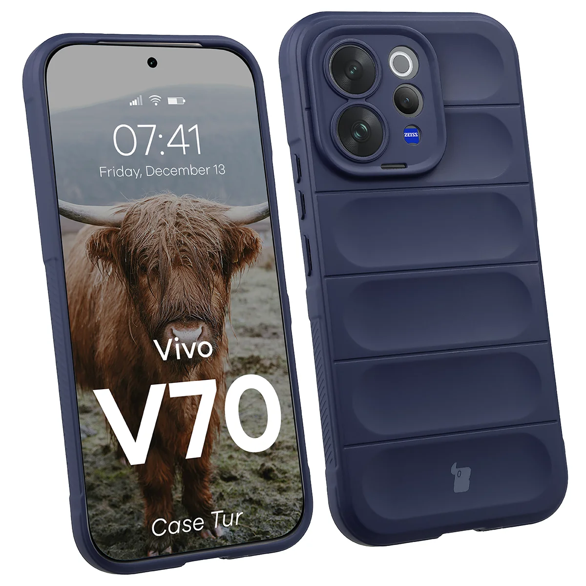 Robuste Handyhülle für Vivo V70 5G, Bizon Case Tur, Dunkelblau
