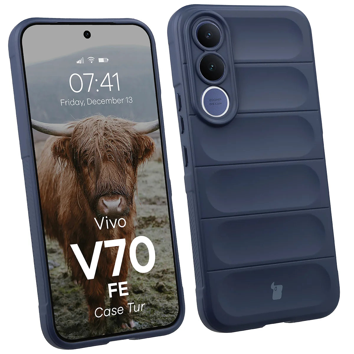 Robuste Handyhülle für Vivo V70 FE 5G, Bizon Case Tur, Dunkelblau