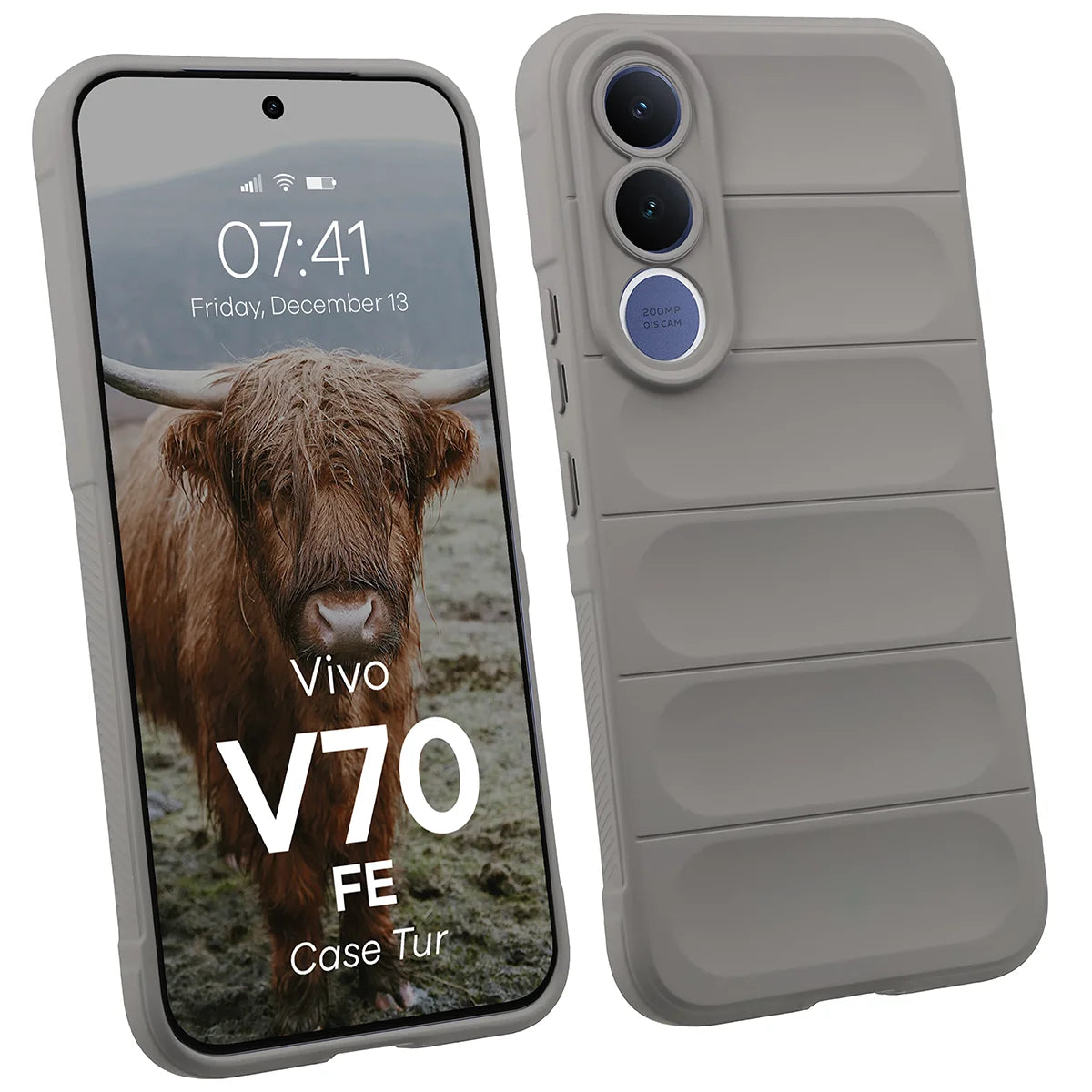 Robuste Handyhülle für Vivo V70 FE 5G, Bizon Case Tur, Hellgrau