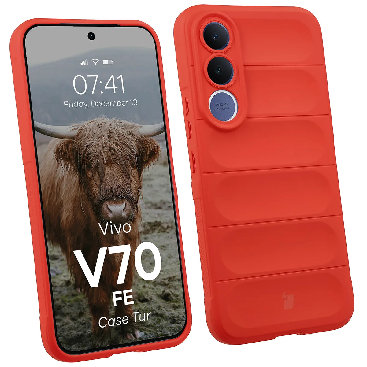 Robuste Handyhülle für Vivo V70 FE 5G, Bizon Case Tur, Rot