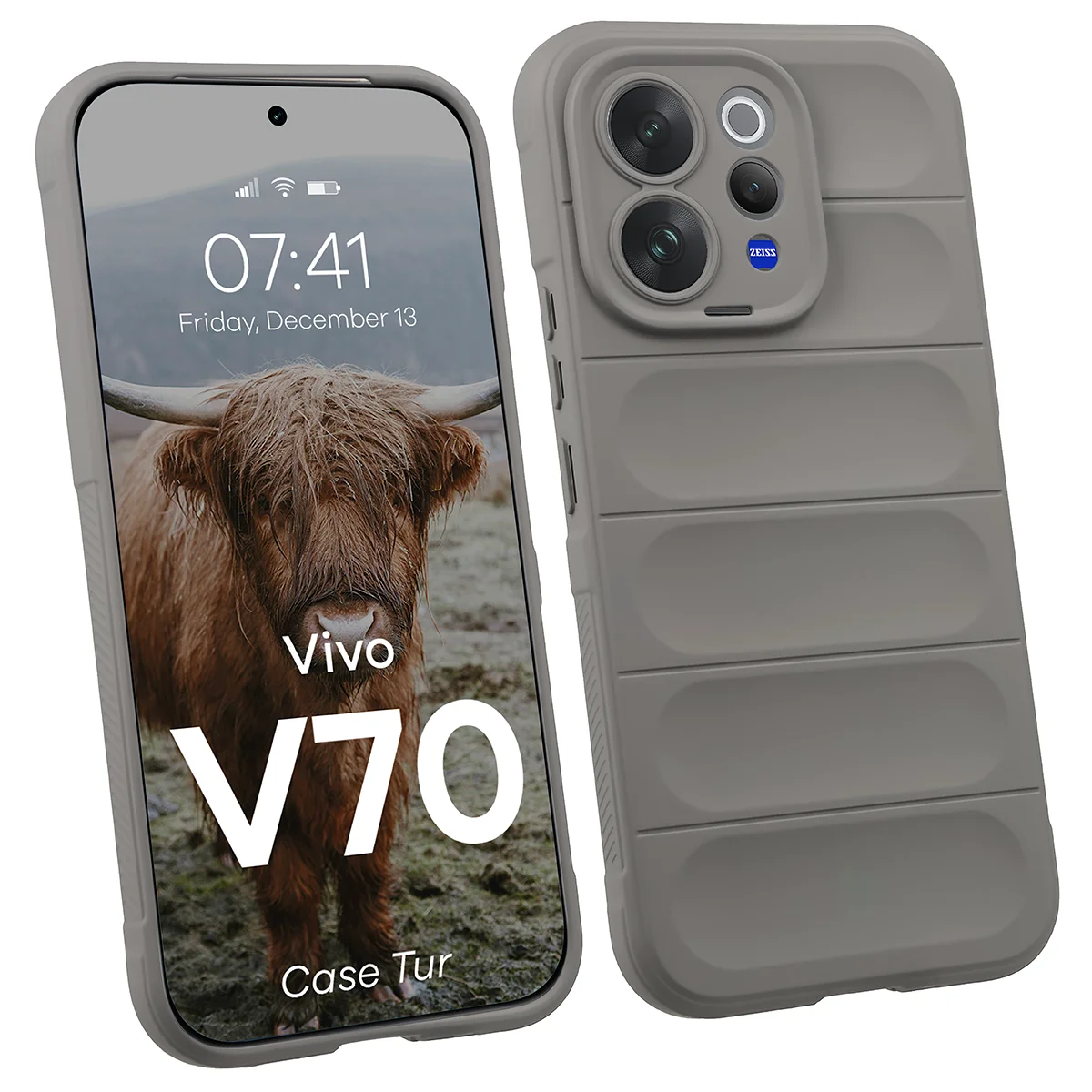 Robuste Handyhülle für Vivo V70 5G, Bizon Case Tur, Hellgrau