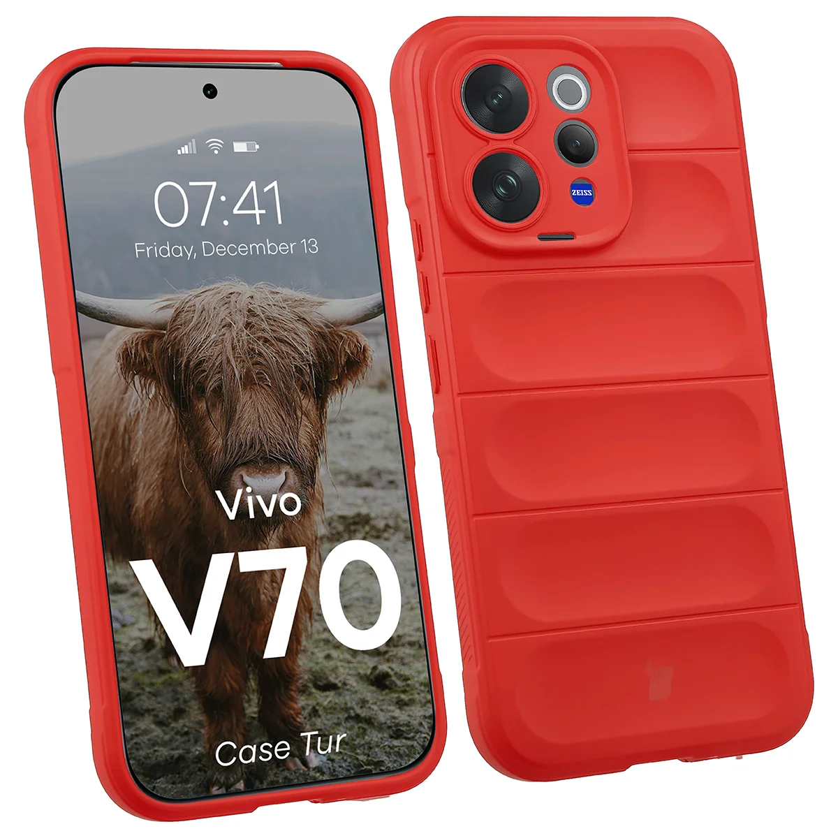 Robuste Handyhülle für Vivo V70 5G, Bizon Case Tur, Rot
