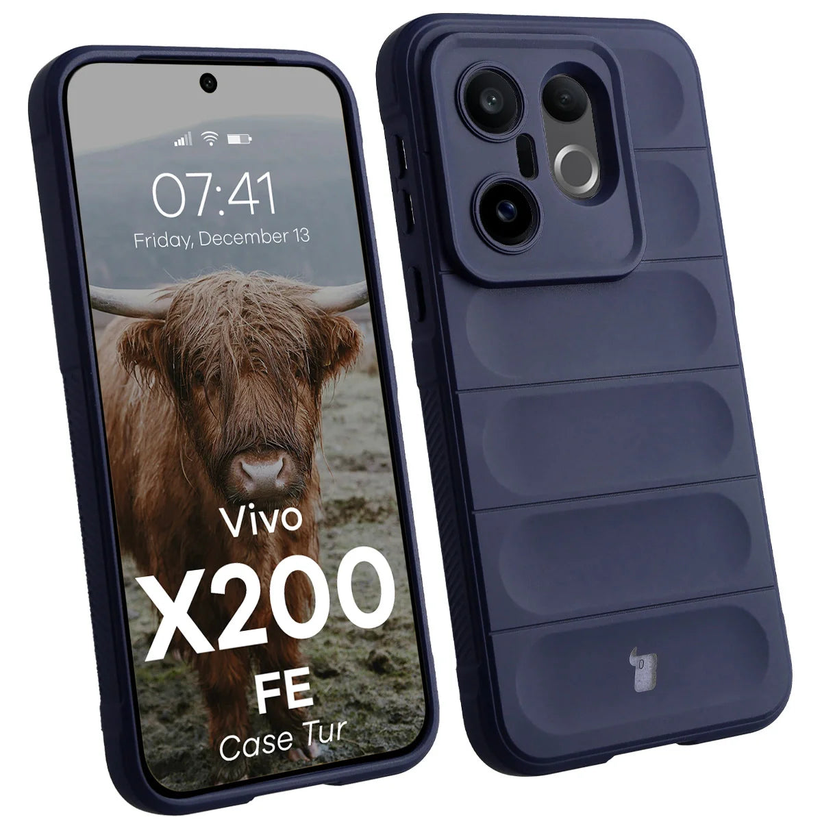 Robuste Handyhülle für Vivo X200 FE, Bizon Case Tur, Dunkelblau
