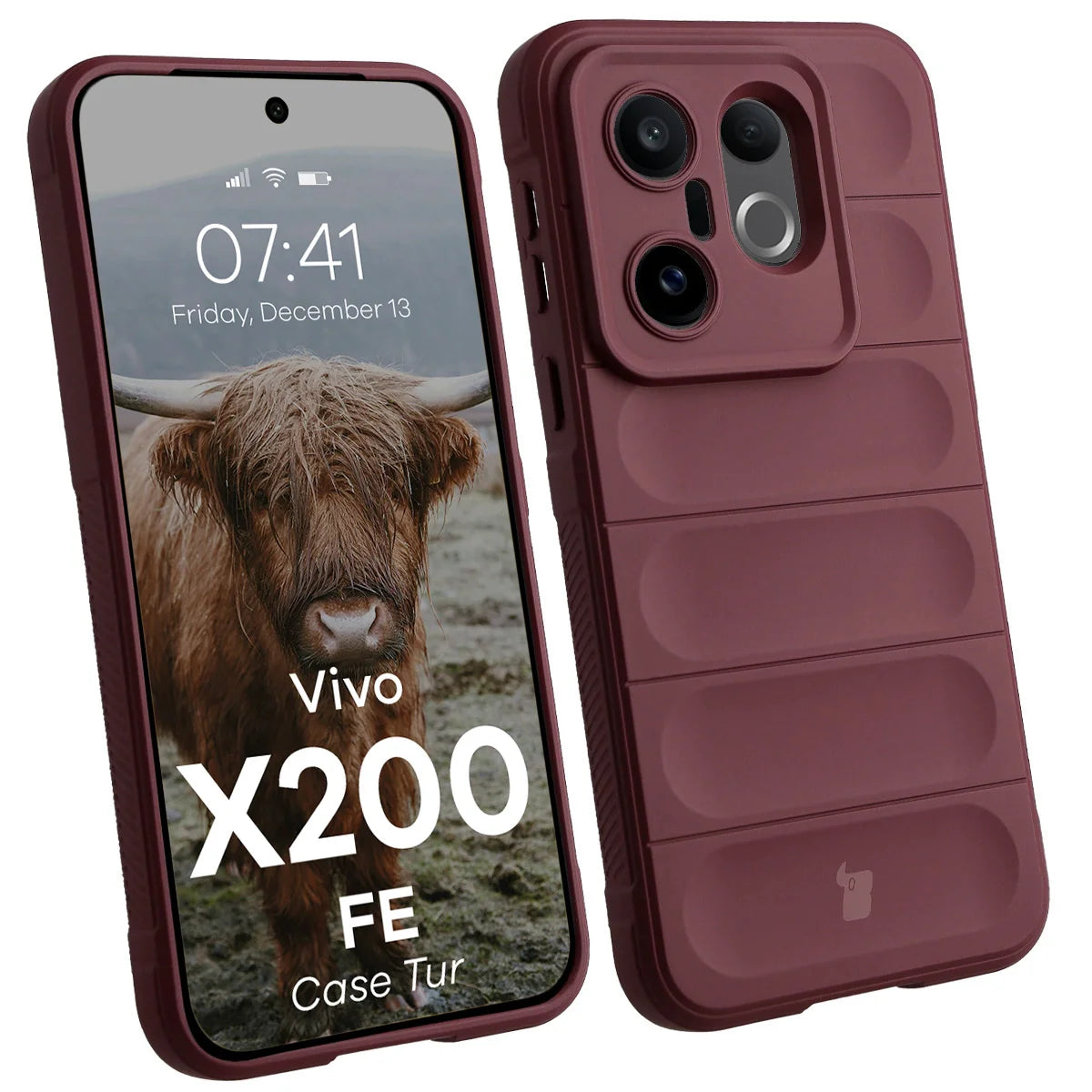 Robuste Handyhülle für Vivo X200 FE, Bizon Case Tur, Burgunderrot